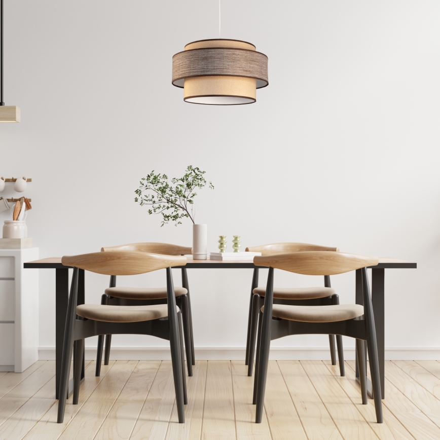 Lustr na lanku GRACE 1xE27/60W/230V béžová/hnědá