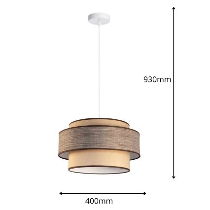 Lustr na lanku GRACE 1xE27/60W/230V béžová/hnědá