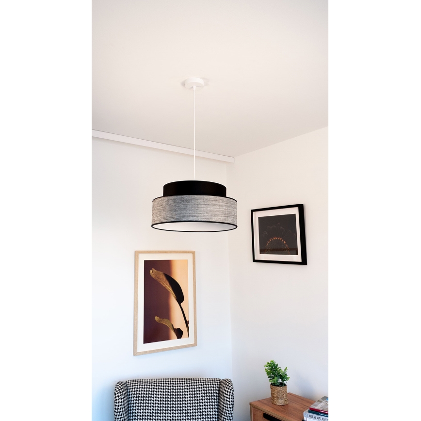 Lustr na lanku GRACE 1xE27/60W/230V černá/šedá