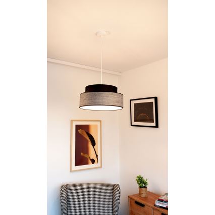 Lustr na lanku GRACE 1xE27/60W/230V černá/šedá
