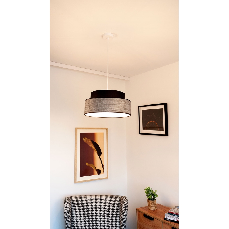 Lustr na lanku GRACE 1xE27/60W/230V černá/šedá