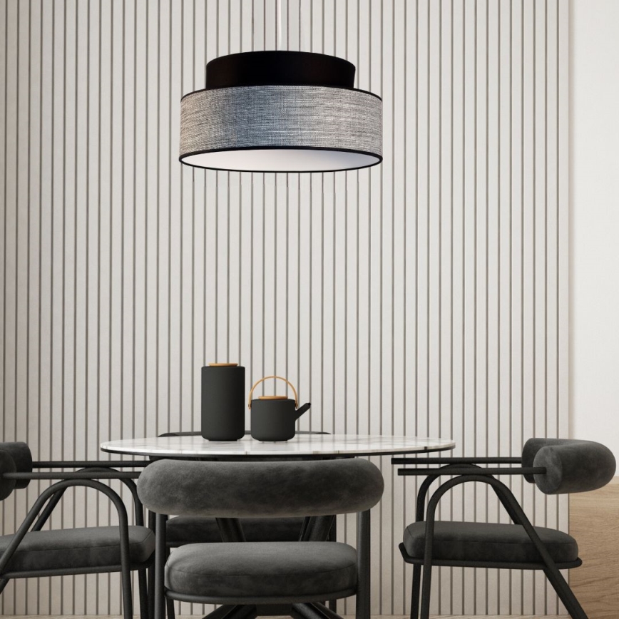 Lustr na lanku GRACE 1xE27/60W/230V černá/šedá