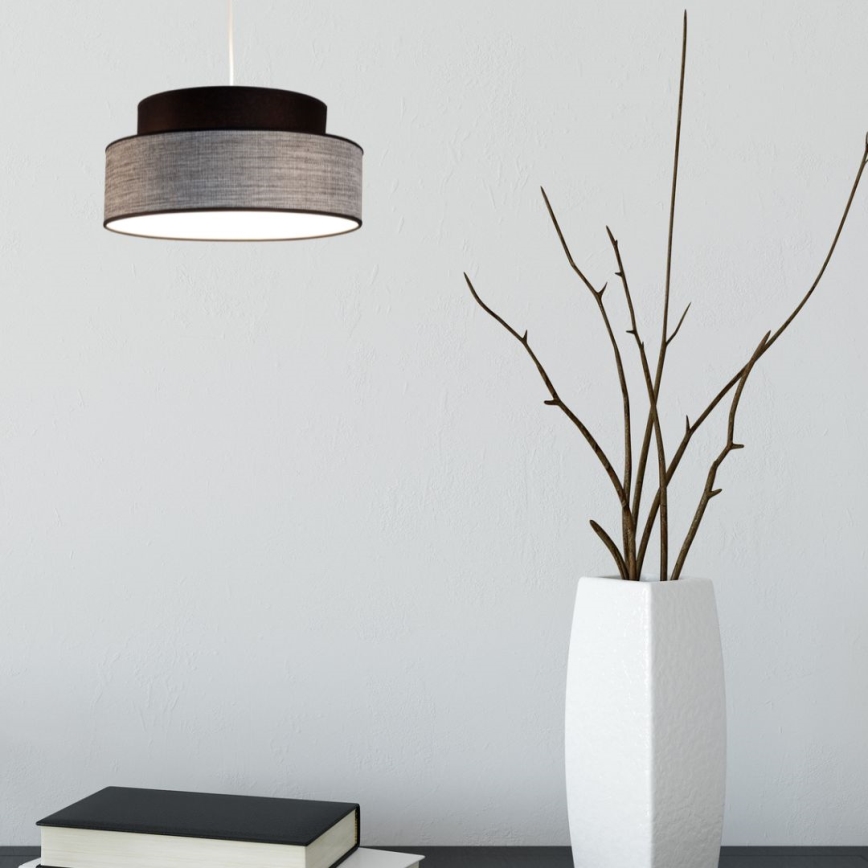 Lustr na lanku GRACE 1xE27/60W/230V černá/šedá
