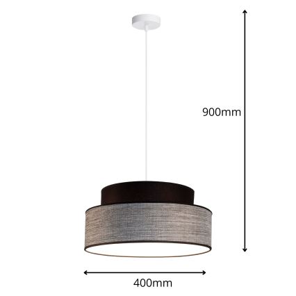 Lustr na lanku GRACE 1xE27/60W/230V černá/šedá