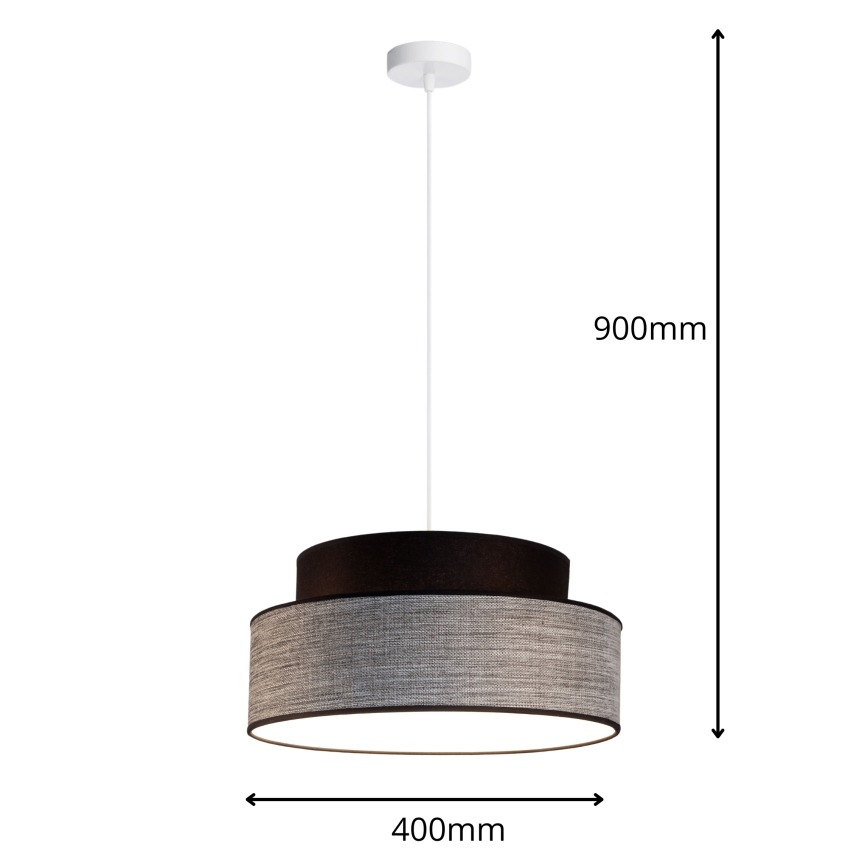 Lustr na lanku GRACE 1xE27/60W/230V černá/šedá