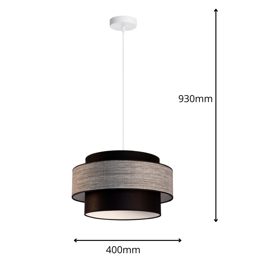 Lustr na lanku GRACE 1xE27/60W/230V černá/šedá