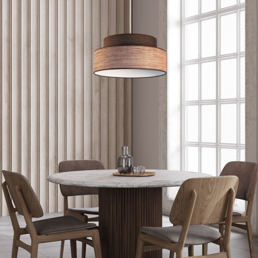 Lustr na lanku GRACE 1xE27/60W/230V hnědá/béžová