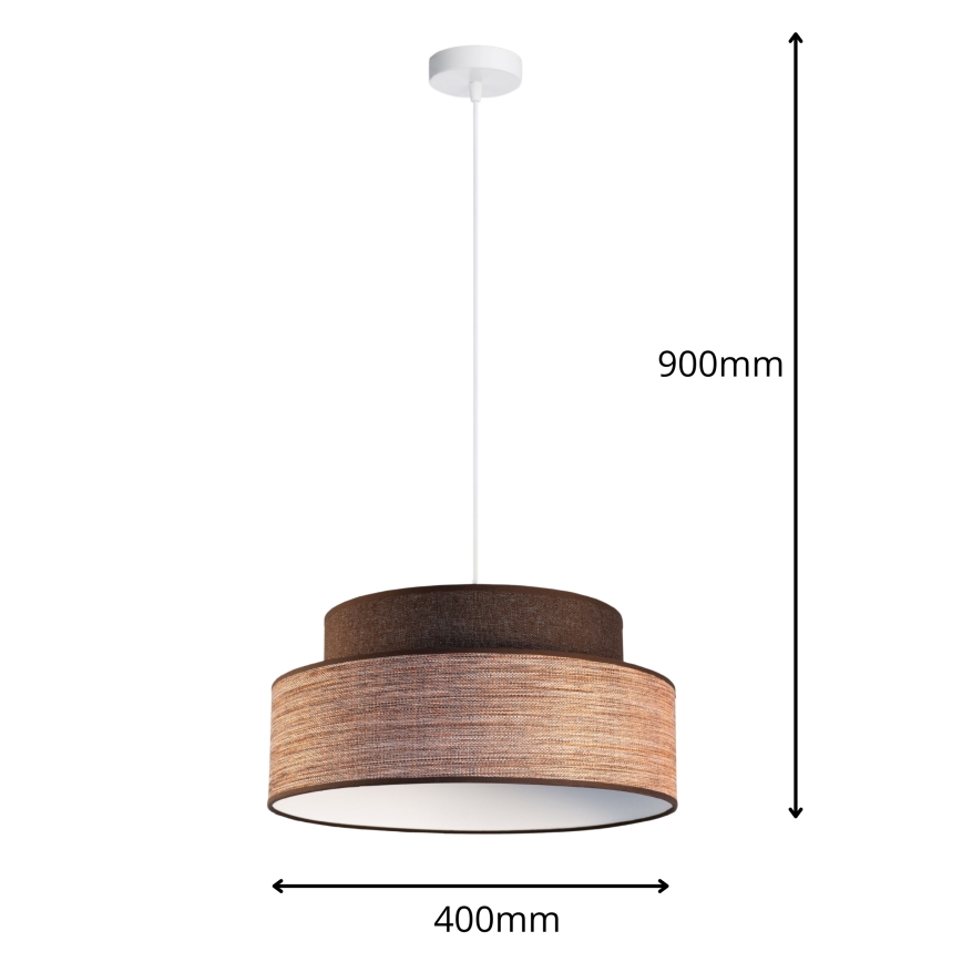 Lustr na lanku GRACE 1xE27/60W/230V hnědá/béžová