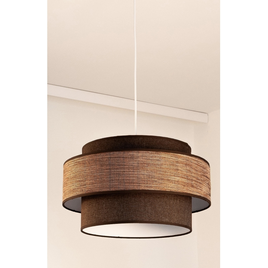 Lustr na lanku GRACE 1xE27/60W/230V hnědá/béžová