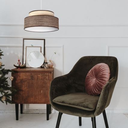 Lustr na lanku GRACE 1xE27/60W/230V krémová/hnědá