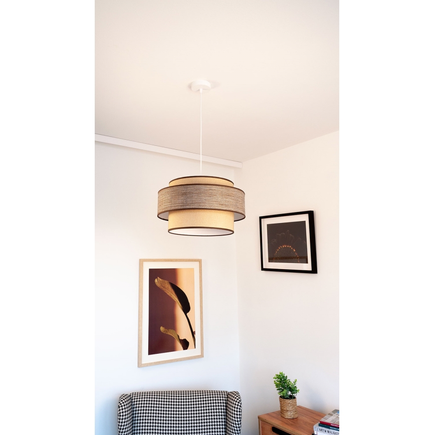 Lustr na lanku GRACE 1xE27/60W/230V pr. 40 cm béžová/hnědá