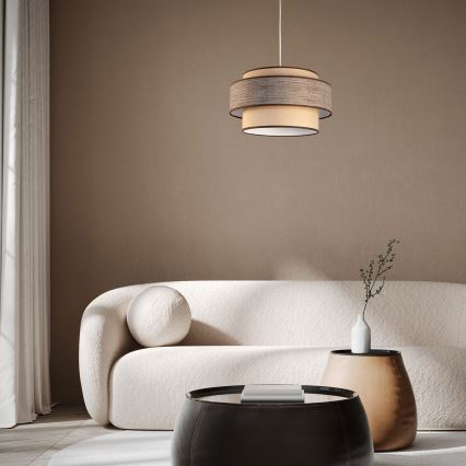 Lustr na lanku GRACE 1xE27/60W/230V pr. 40 cm béžová/hnědá
