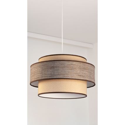 Lustr na lanku GRACE 1xE27/60W/230V pr. 40 cm béžová/hnědá