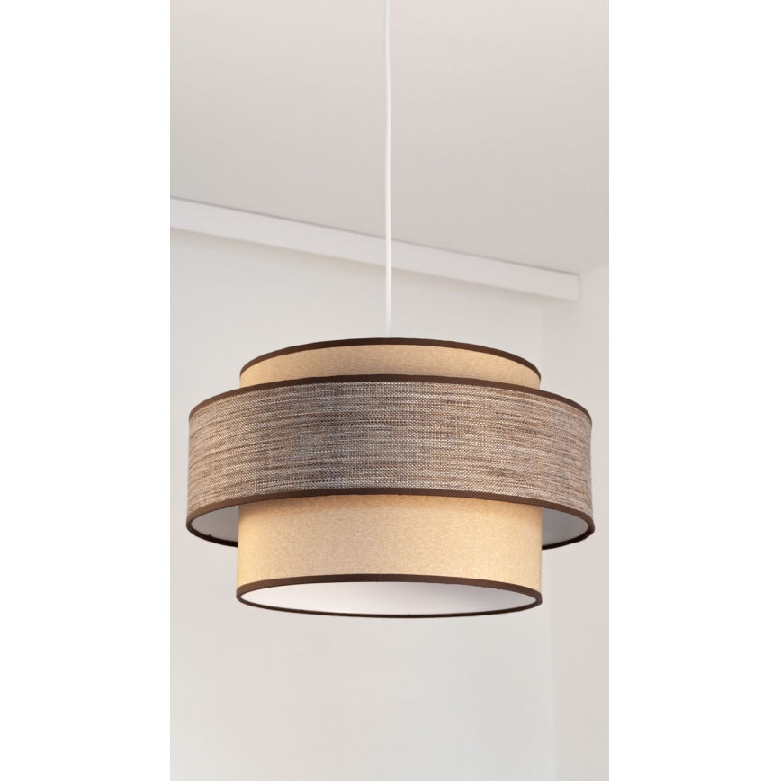 Lustr na lanku GRACE 1xE27/60W/230V pr. 40 cm béžová/hnědá