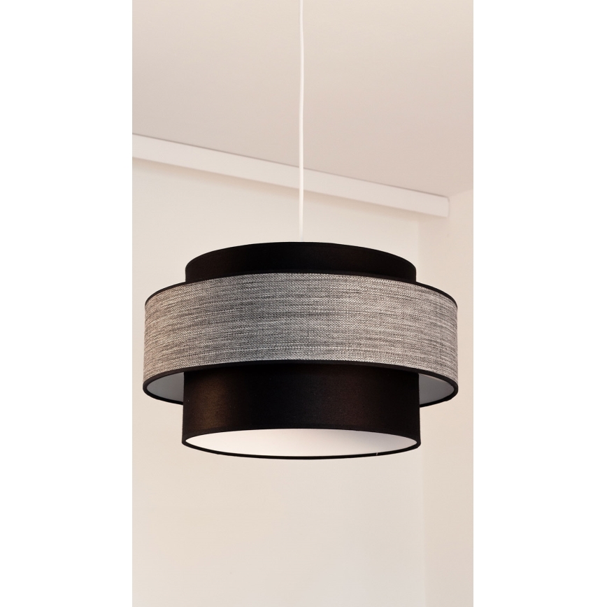 Lustr na lanku GRACE 1xE27/60W/230V pr. 40 cm černá/šedá
