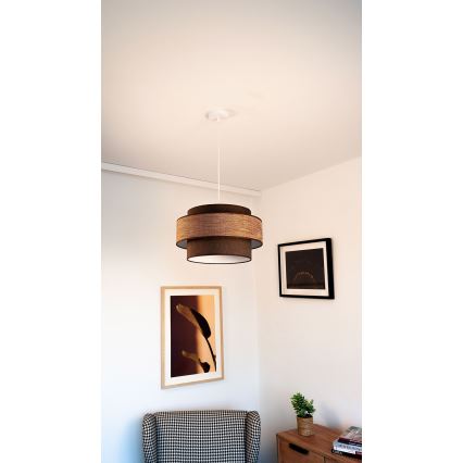 Lustr na lanku GRACE 1xE27/60W/230V pr. 40 cm hnědá/béžová