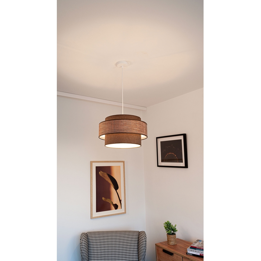 Lustr na lanku GRACE 1xE27/60W/230V pr. 40 cm hnědá/béžová