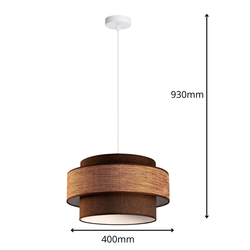 Lustr na lanku GRACE 1xE27/60W/230V pr. 40 cm hnědá/béžová