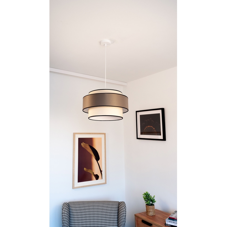 Lustr na lanku GRACE 1xE27/60W/230V pr. 40 cm krémová/hnědá