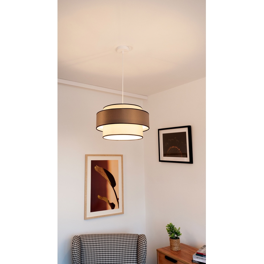 Lustr na lanku GRACE 1xE27/60W/230V pr. 40 cm krémová/hnědá