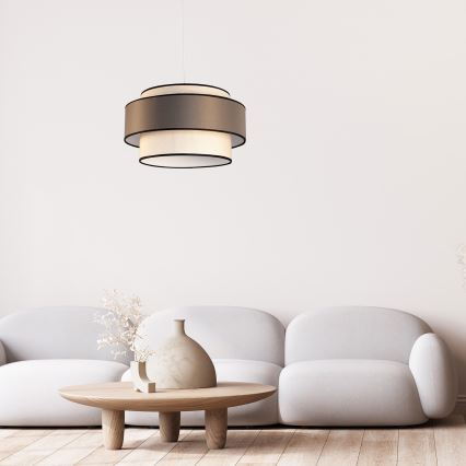 Lustr na lanku GRACE 1xE27/60W/230V pr. 40 cm krémová/hnědá
