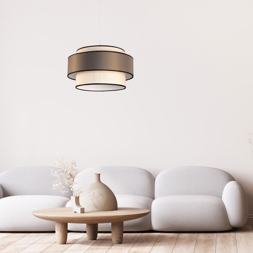 Lustr na lanku GRACE 1xE27/60W/230V pr. 40 cm krémová/hnědá