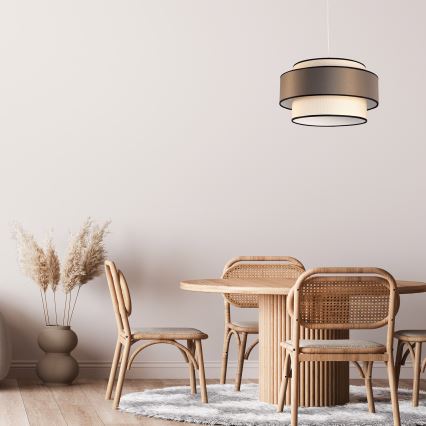 Lustr na lanku GRACE 1xE27/60W/230V pr. 40 cm krémová/hnědá