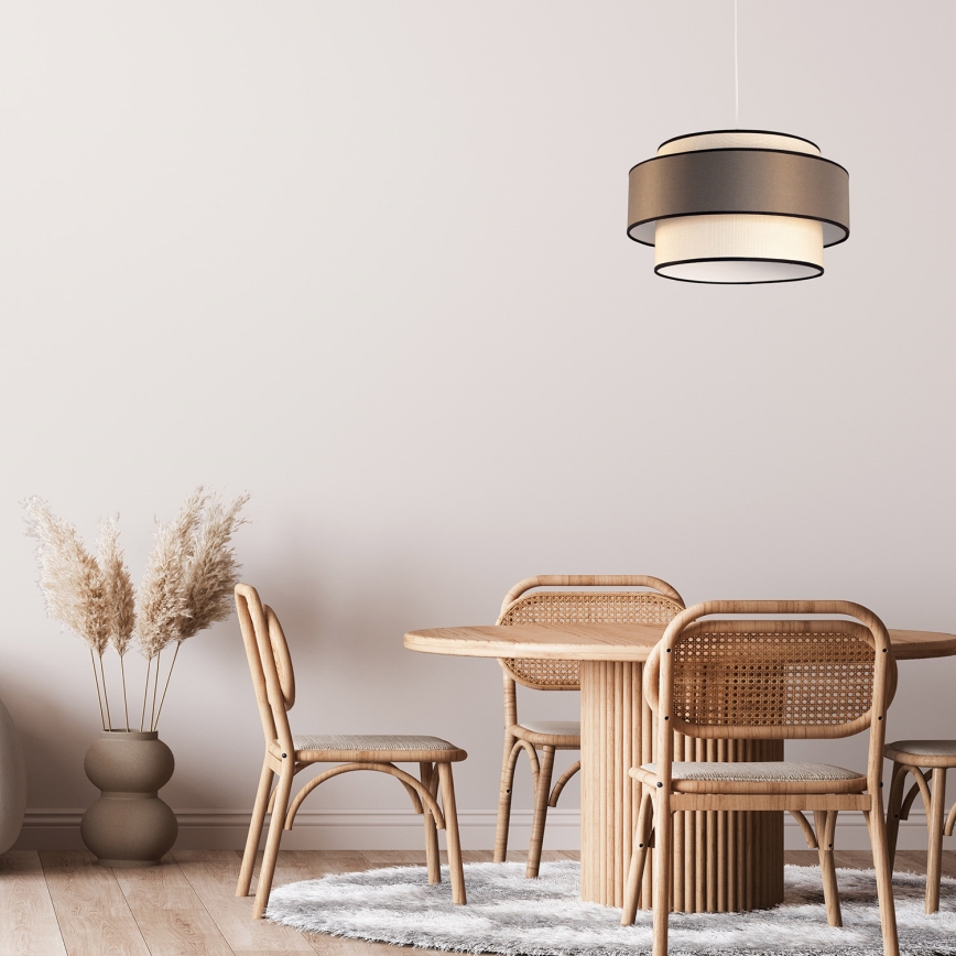 Lustr na lanku GRACE 1xE27/60W/230V pr. 40 cm krémová/hnědá