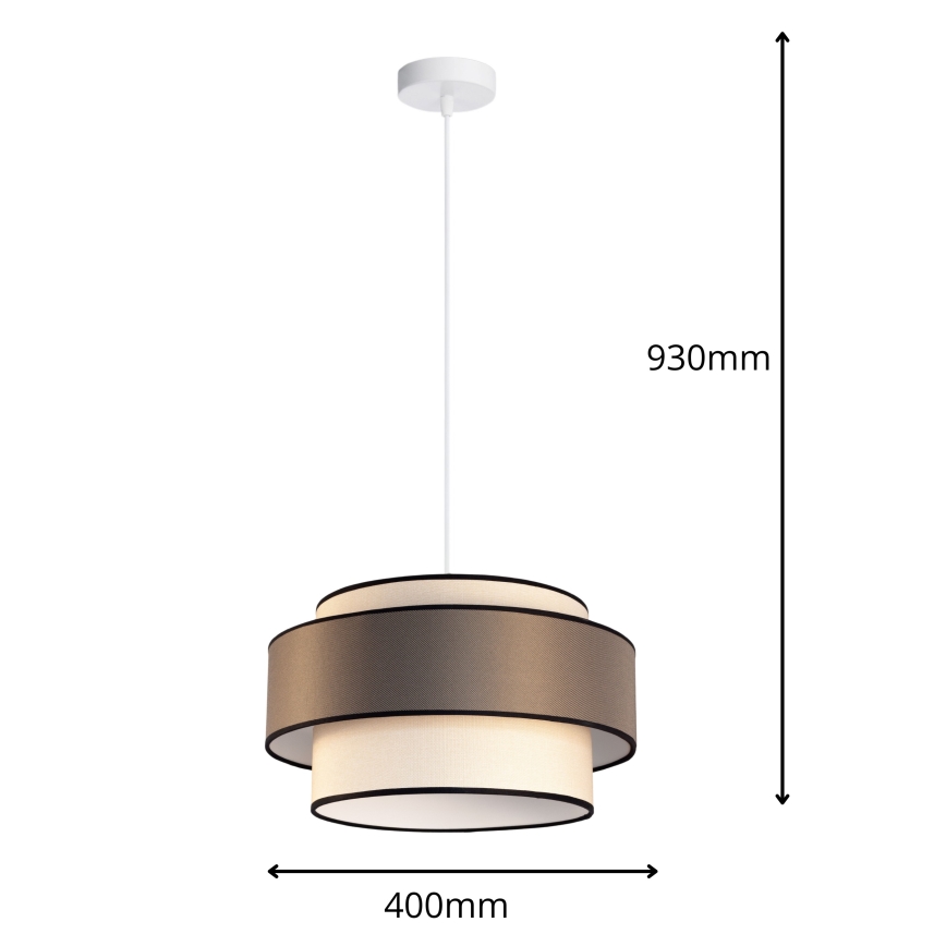 Lustr na lanku GRACE 1xE27/60W/230V pr. 40 cm krémová/šedá