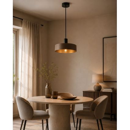 Lustr na lanku HAKI 1xE27/60W/230V hnědá/černá