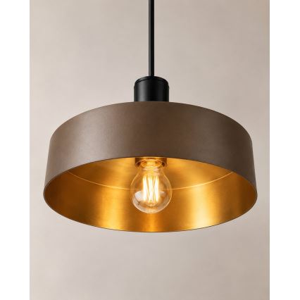 Lustr na lanku HAKI 1xE27/60W/230V hnědá/černá