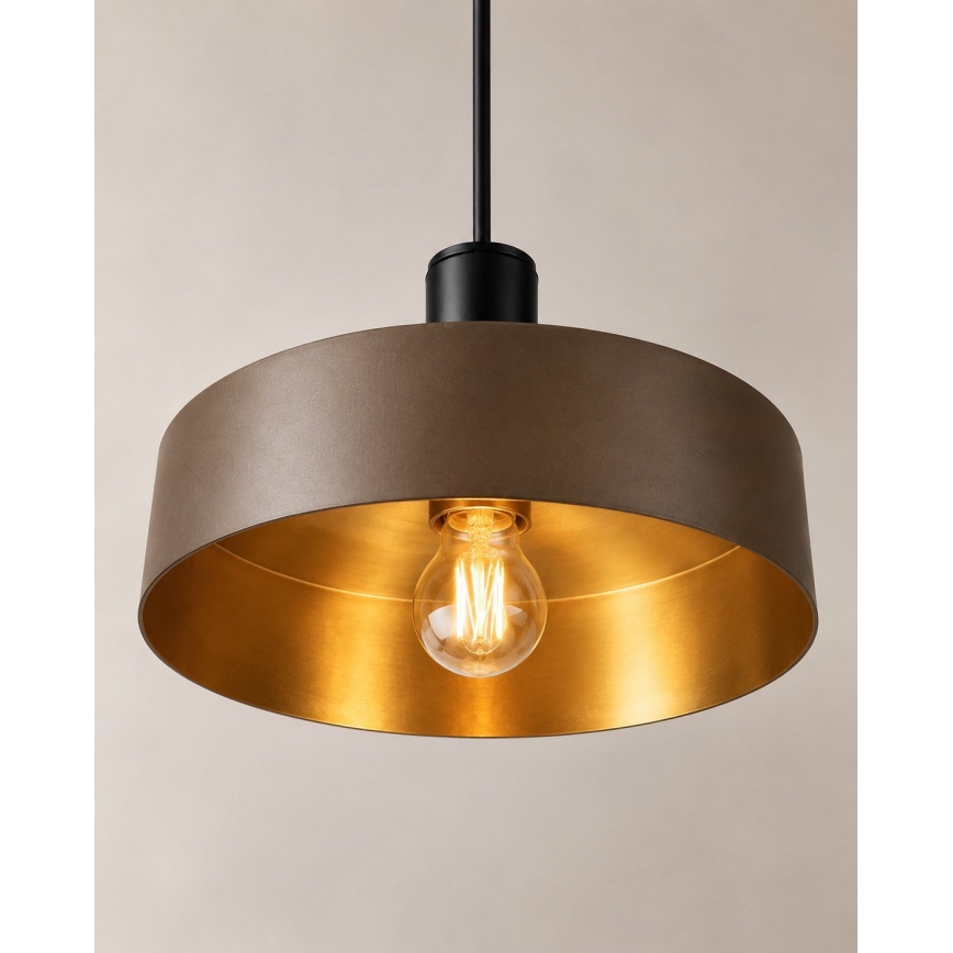 Lustr na lanku HAKI 1xE27/60W/230V hnědá/černá