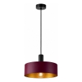 Lustr na lanku HAKI 1xE27/60W/230V vínová/černá