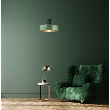 Lustr na lanku HAKI 1xE27/60W/230V zelená/černá