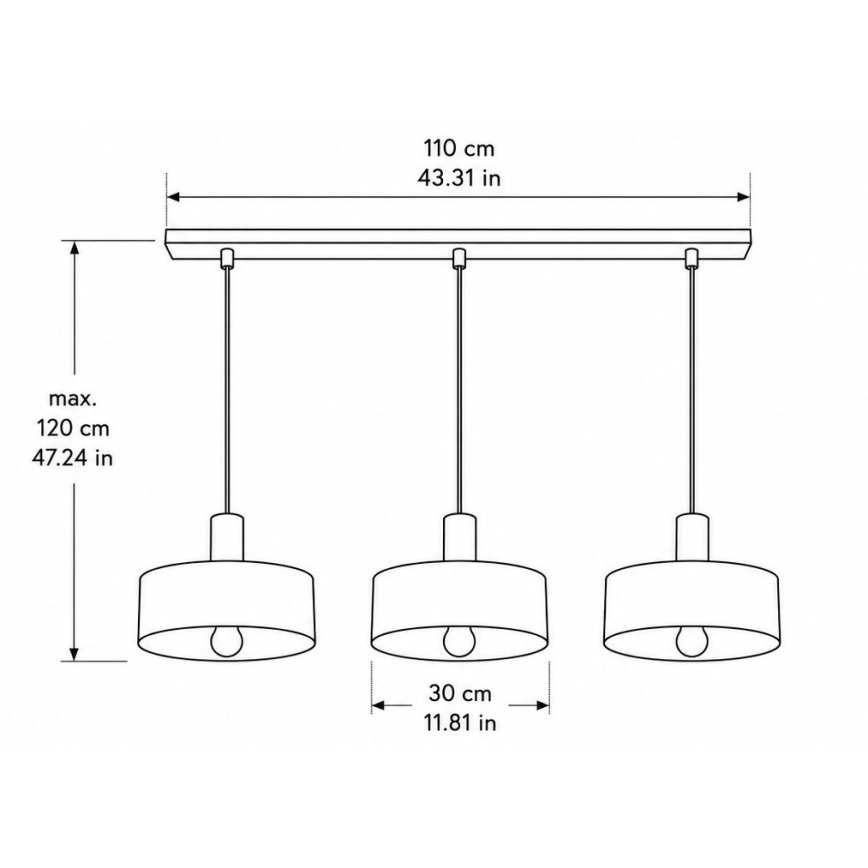 Lustr na lanku HAKI 3xE27/60W/230V vínová/černá