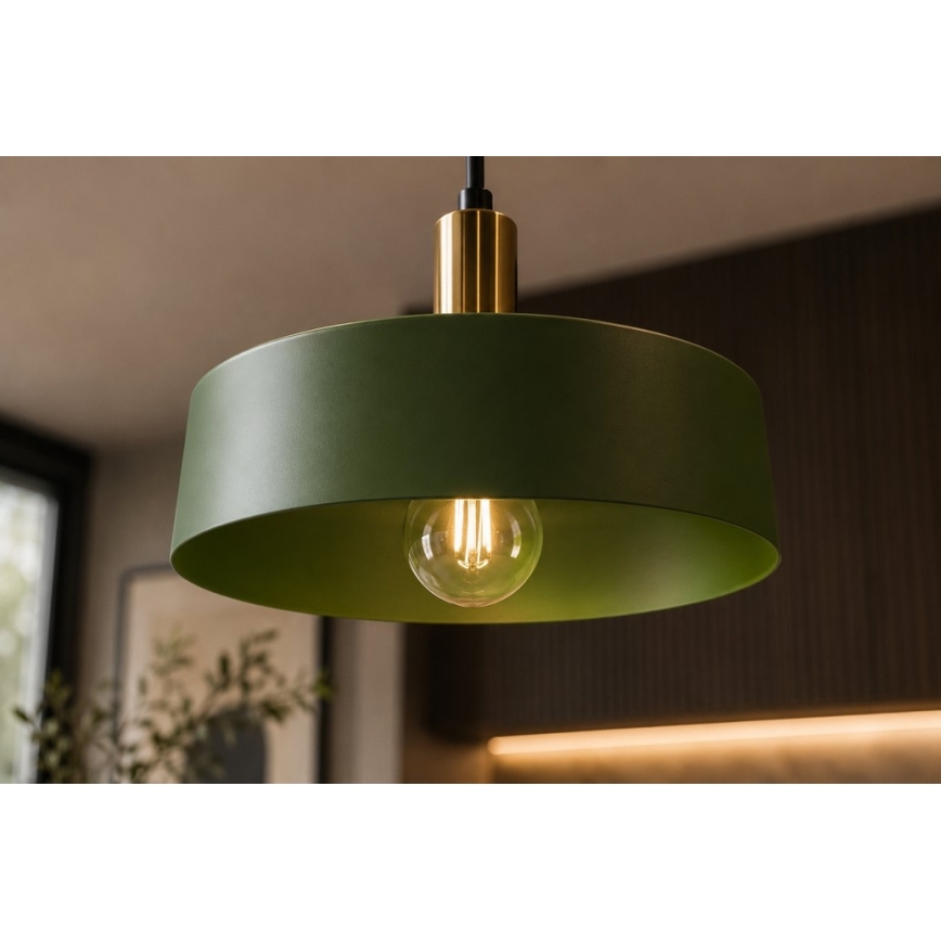 Lustr na lanku HAKI 3xE27/60W/230V zelená/černá/lesklý chrom