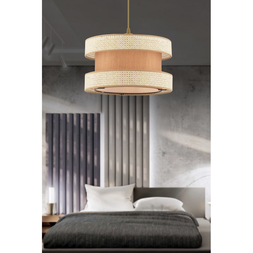 Lustr na lanku HALO 1xE27/60W/230V béžová/krémová