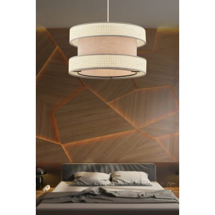 Lustr na lanku HALO 1xE27/60W/230V béžová/krémová