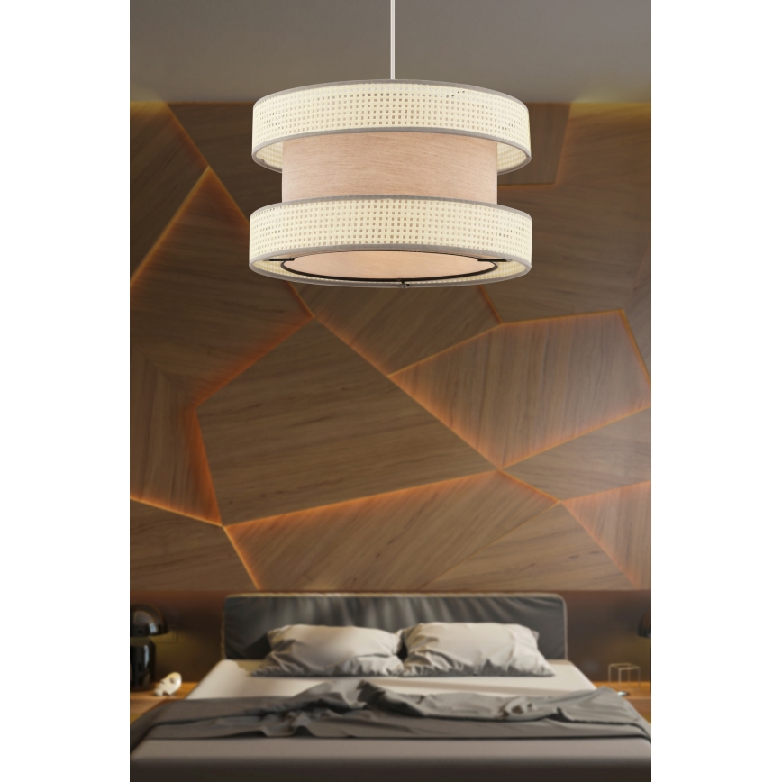Lustr na lanku HALO 1xE27/60W/230V béžová/krémová