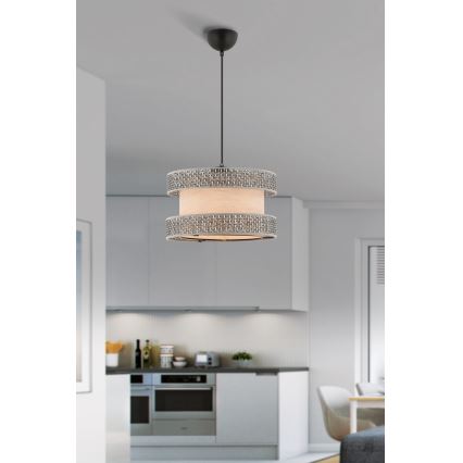 Lustr na lanku HALO 1xE27/60W/230V béžová/šedá