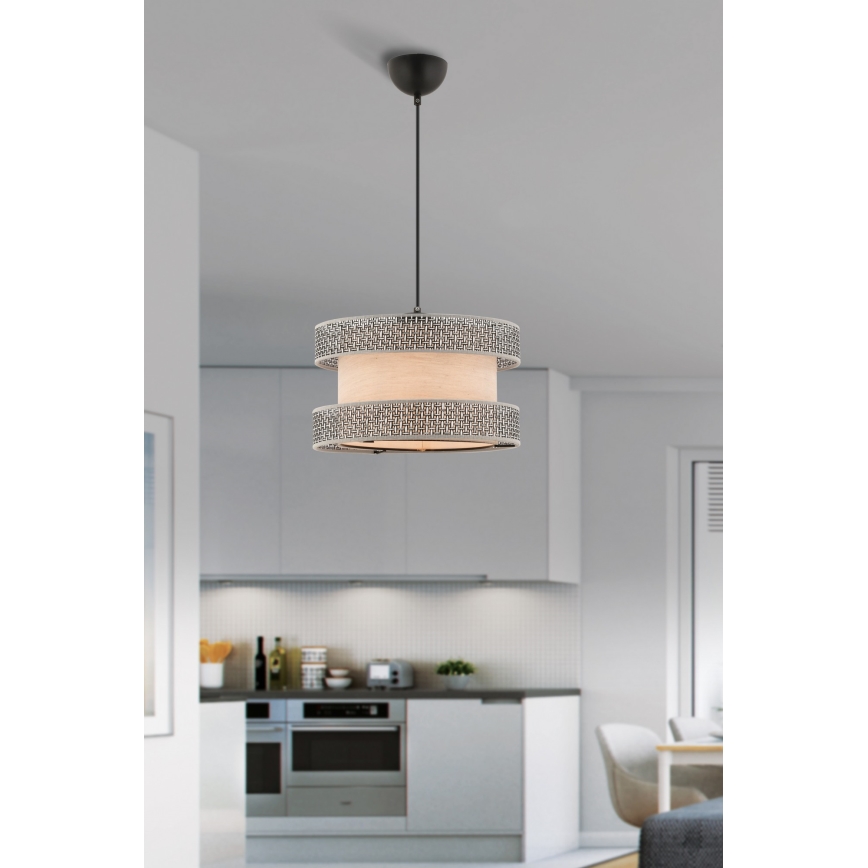 Lustr na lanku HALO 1xE27/60W/230V béžová/šedá