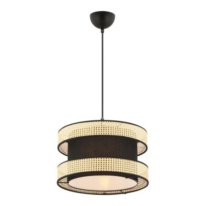 Lustr na lanku HALO 1xE27/60W/230V černá/béžová