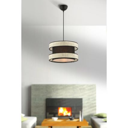 Lustr na lanku HALO 1xE27/60W/230V černá/krémová