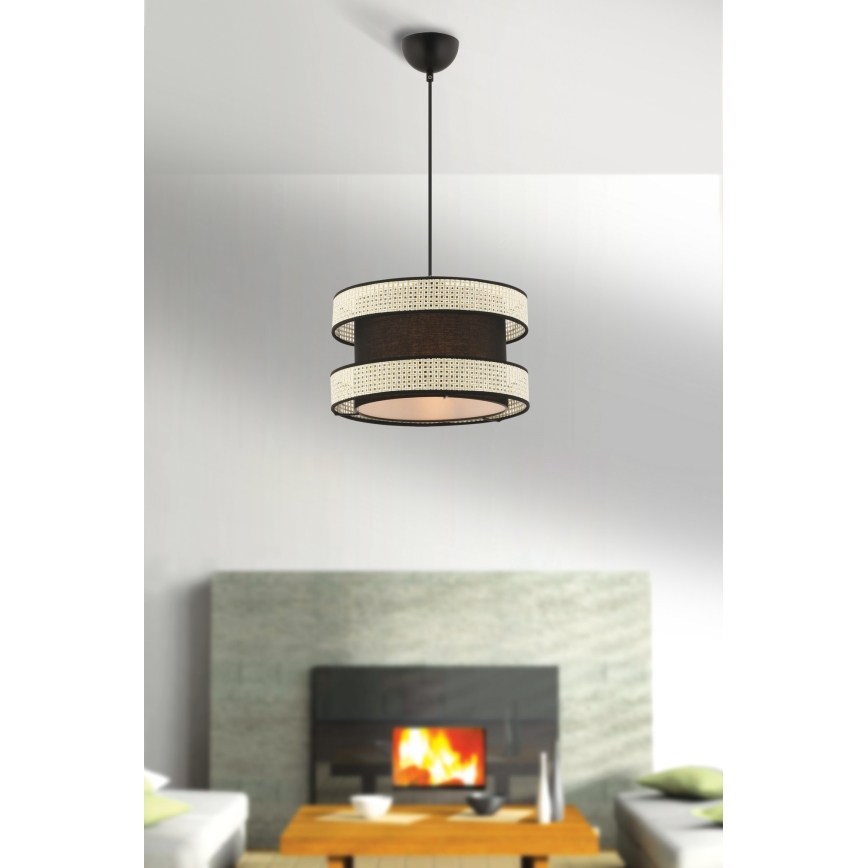 Lustr na lanku HALO 1xE27/60W/230V černá/krémová