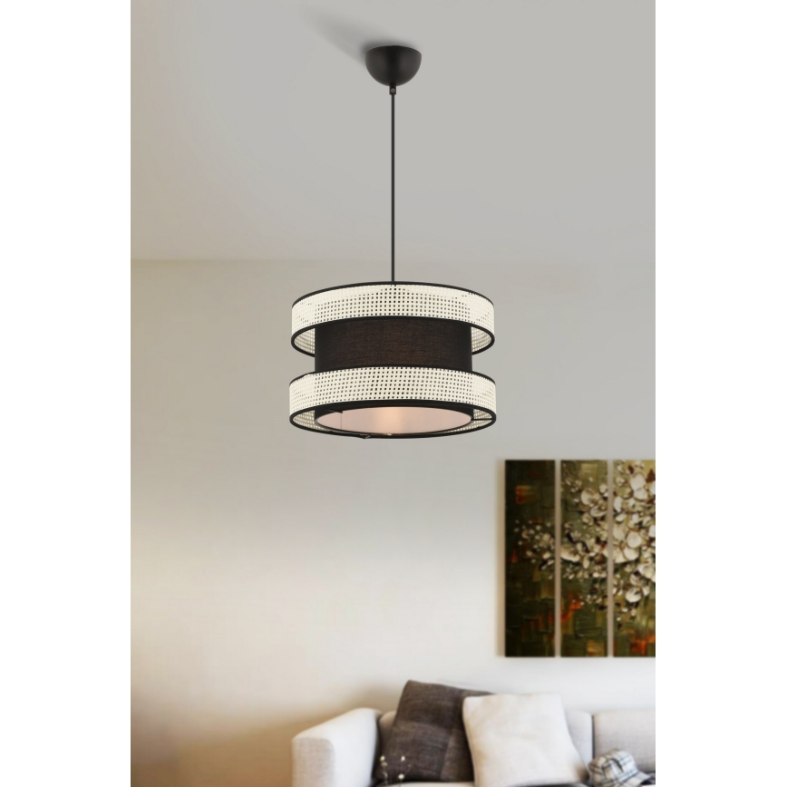 Lustr na lanku HALO 1xE27/60W/230V černá/krémová
