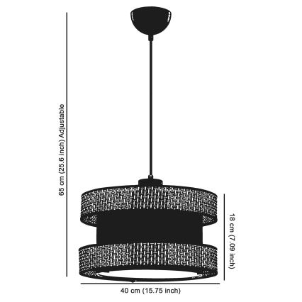 Lustr na lanku HALO 1xE27/60W/230V černá/krémová