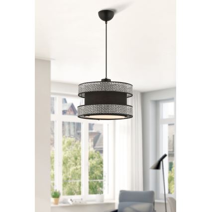 Lustr na lanku HALO 1xE27/60W/230V černá/šedá