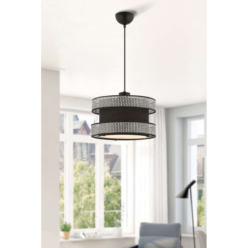 Lustr na lanku HALO 1xE27/60W/230V černá/šedá