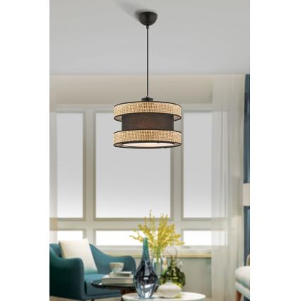 Lustr na lanku HALO 1xE27/60W/230V hnědá/béžová