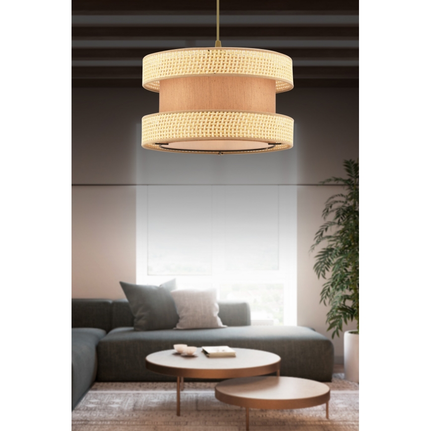 Lustr na lanku HALO 1xE27/60W/230V hnědá/béžová